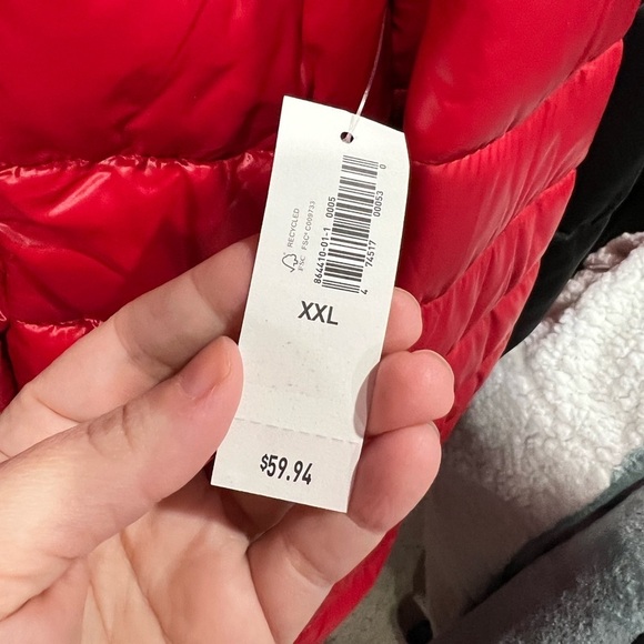 NEW NWT Old Navy‎ red shiny thin puffer jacket coat 2x XXL - Picture 6 of 9
